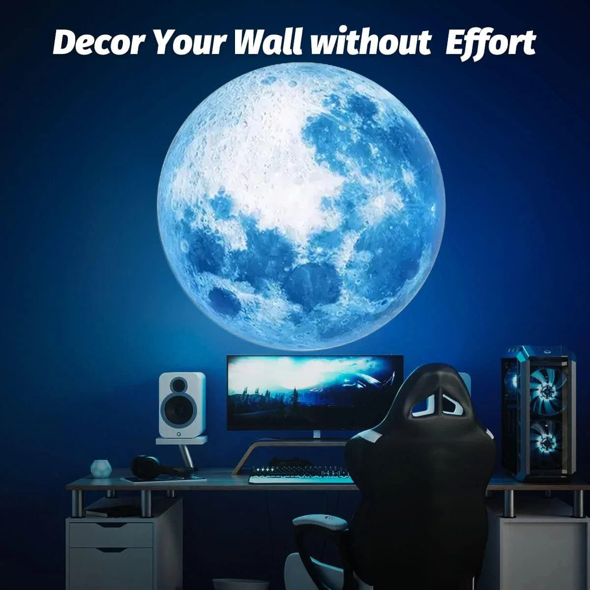 1 lámpara de proyector de luz de luna, lámpara LED, planeta azul, luz de proyección de estrella lunar recargable que puede girar la luz nocturna
