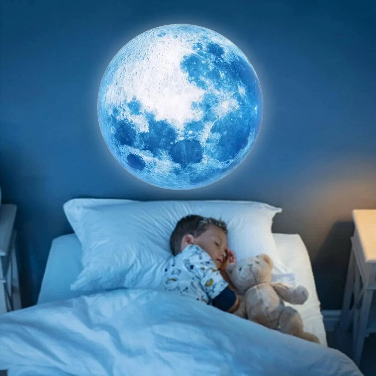 1 lámpara de proyector de luz de luna, lámpara LED, planeta azul, luz de proyección de estrella lunar recargable que puede girar la luz nocturna