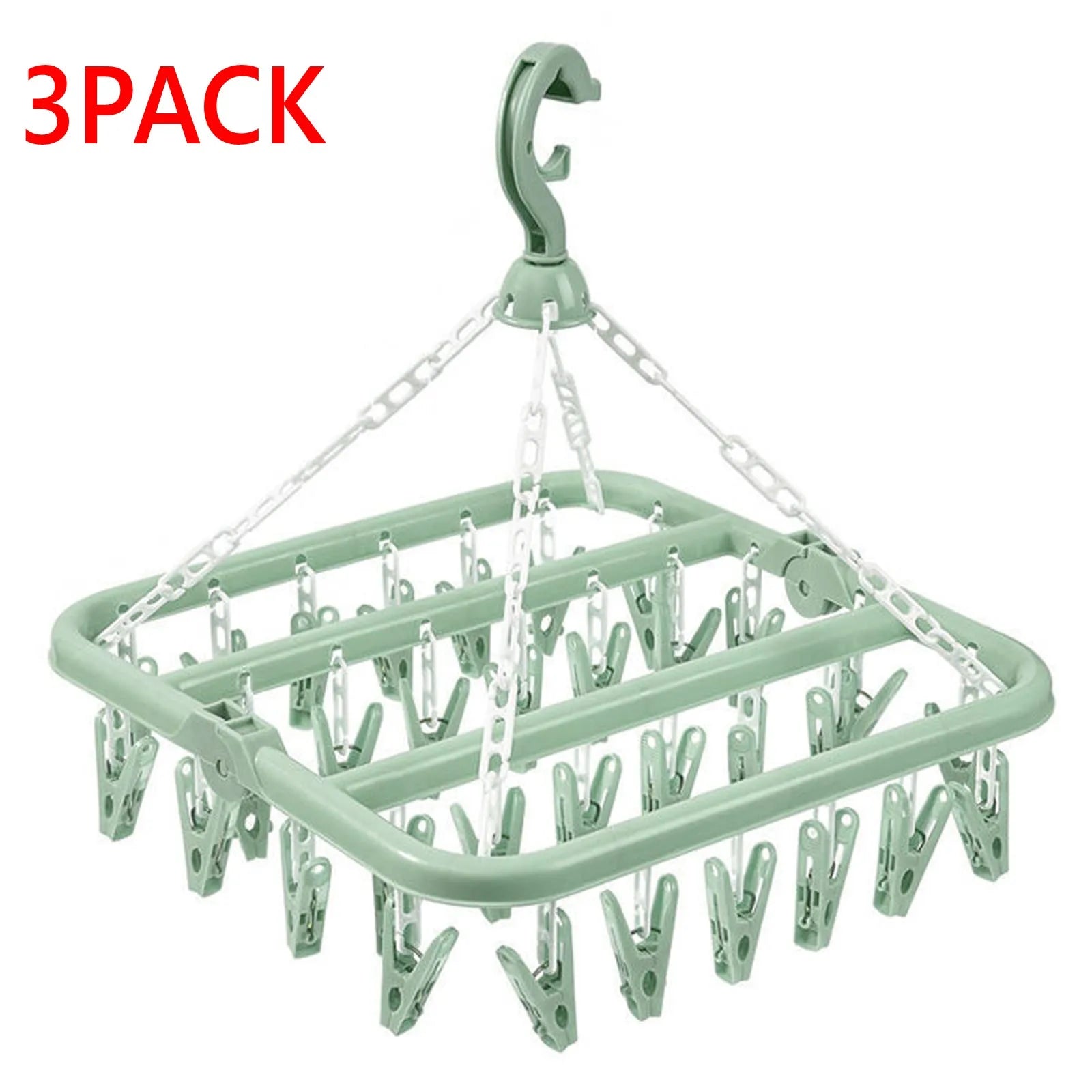 Foldable Drip Hanger with 32 Clips – Plastic Clothes Drying Rack for Underwear & Socks