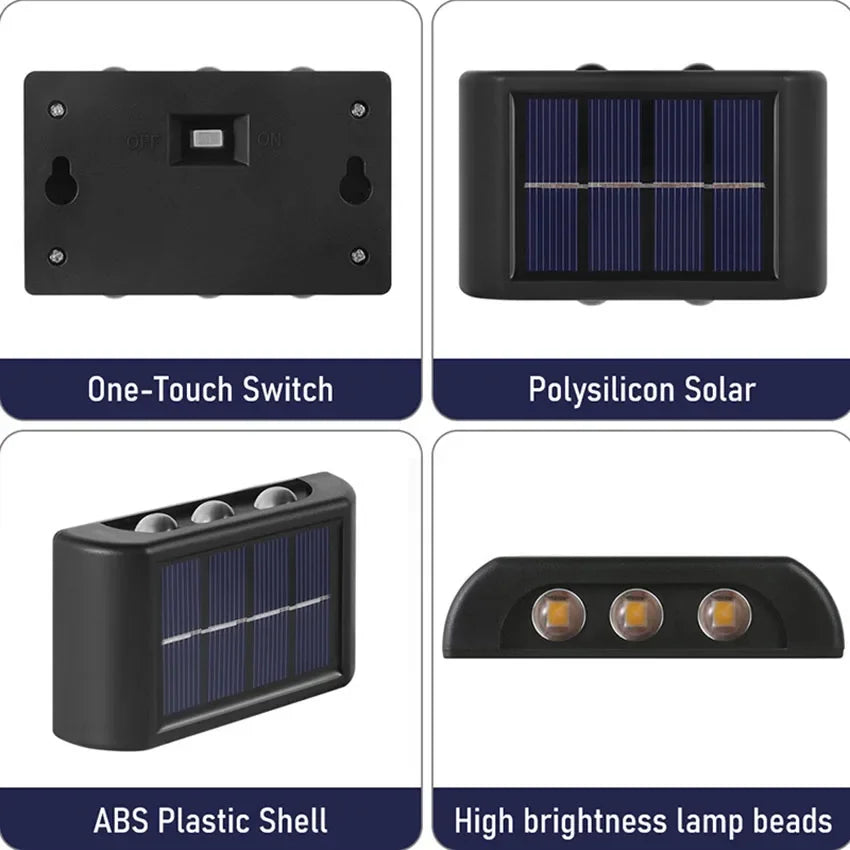 Solar Wall Lamp – Outdoor Waterproof Up-and-Down Luminous Light for Balcony & Garden