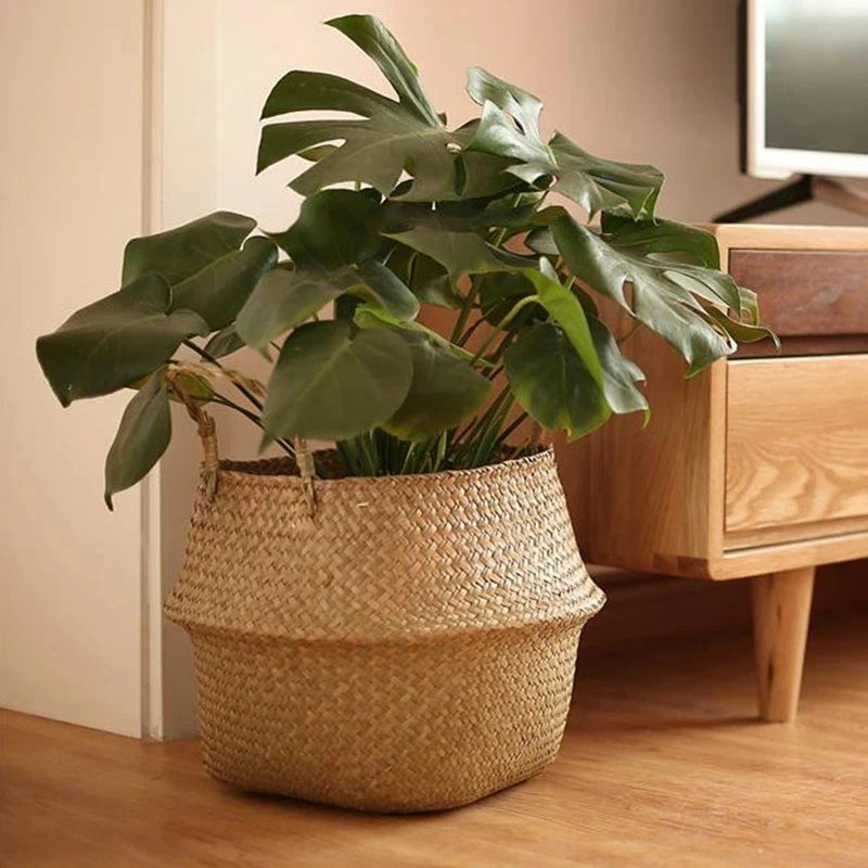 Straw Woven Plant Pot Basket – Indoor & Outdoor Decorative Planter Cover