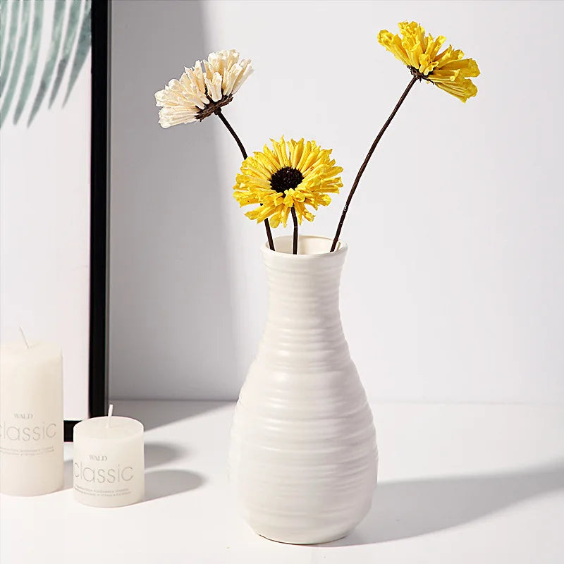 Nordic Plastic Vase – Minimalist Small Flower Pot for Modern Home Decor