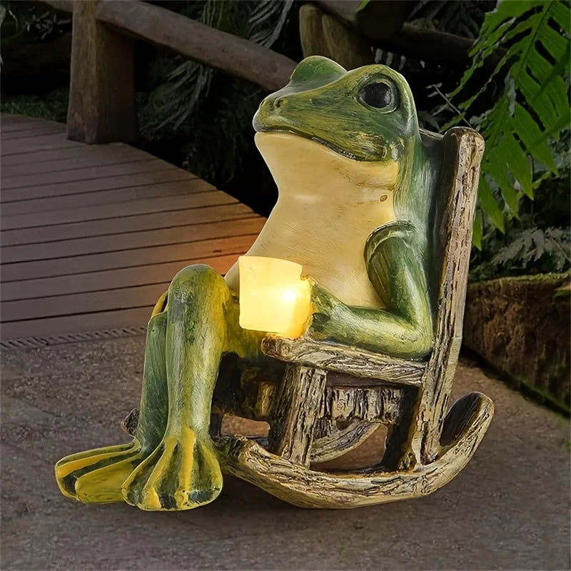 Solar-Powered Mini Frog Garden Statue – Decorative Outdoor & Indoor Ornament