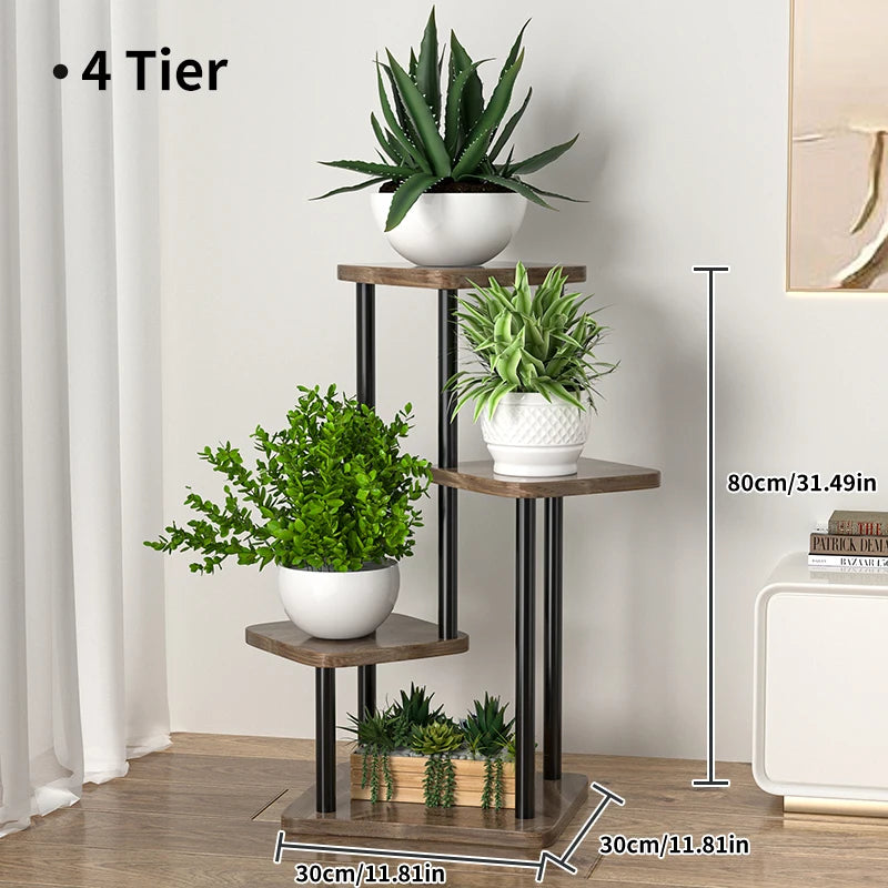Wooden Multi-Layer Plant Stand – 4/5/6 Tier Flower Pot Rack for Balcony and Garden
