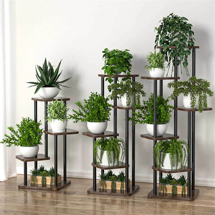 Wooden Multi-Layer Plant Stand – 4/5/6 Tier Flower Pot Rack for Balcony and Garden