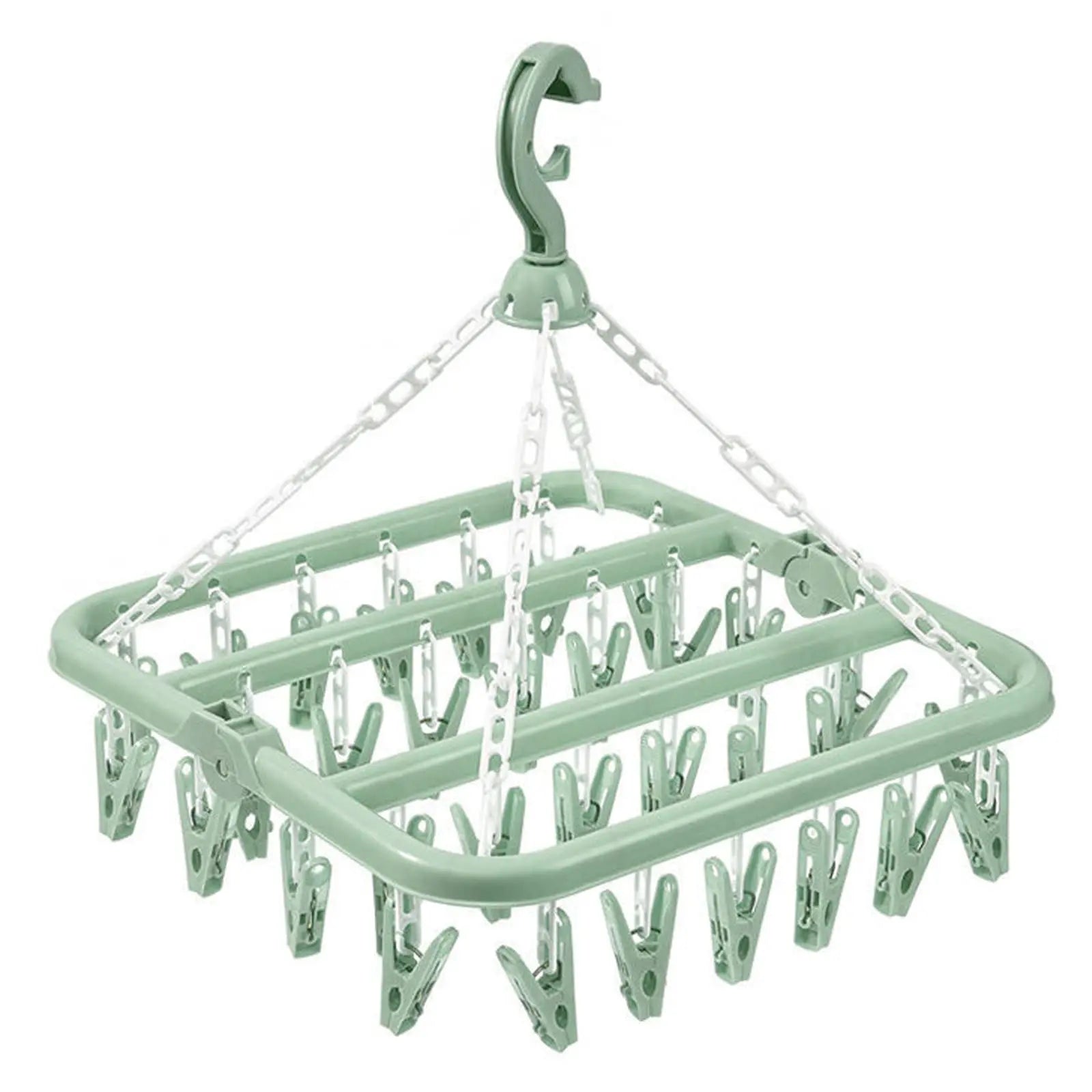 Foldable Drip Hanger with 32 Clips – Plastic Clothes Drying Rack for Underwear & Socks