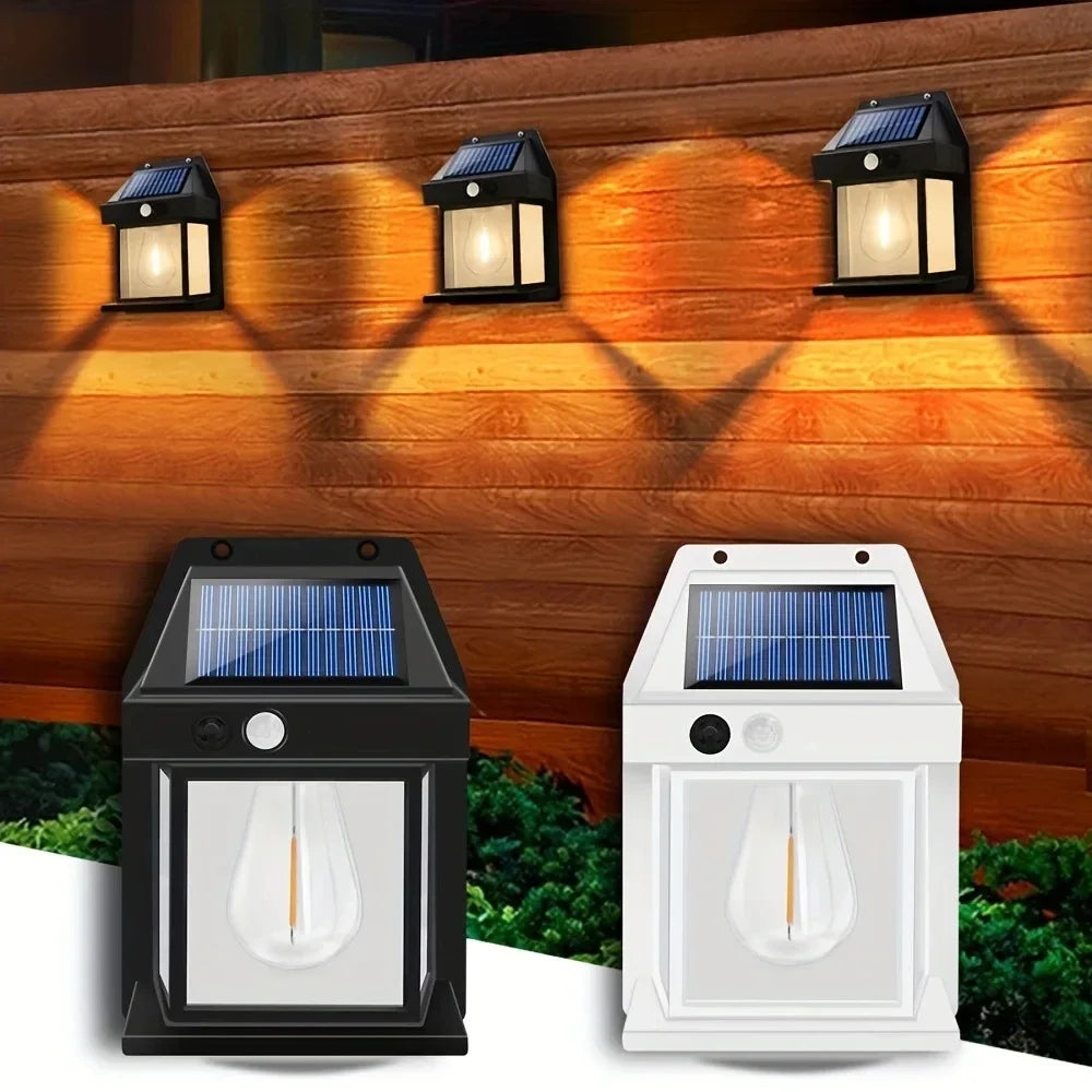 Solar Tungsten Motion Sensor Wall Lamp – Waterproof Outdoor Lantern with 3 Lighting Modes