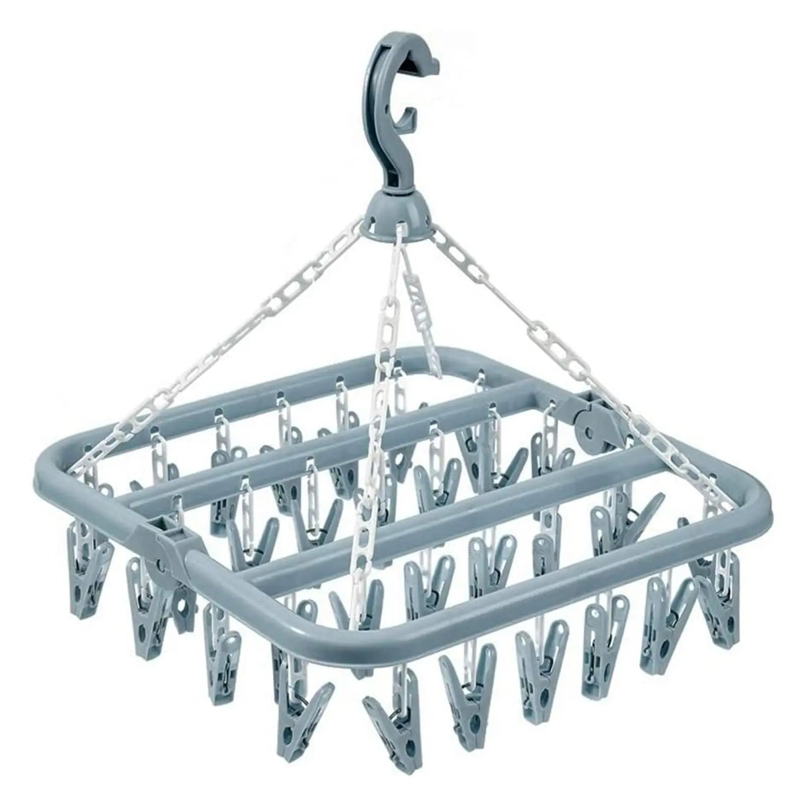 Foldable Drip Hanger with 32 Clips – Plastic Clothes Drying Rack for Underwear & Socks