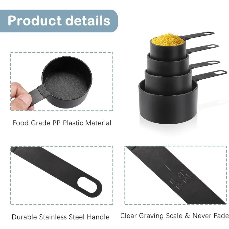 Stainless Steel Handle Measuring Cups & Spoons – Stackable Set with Dial
