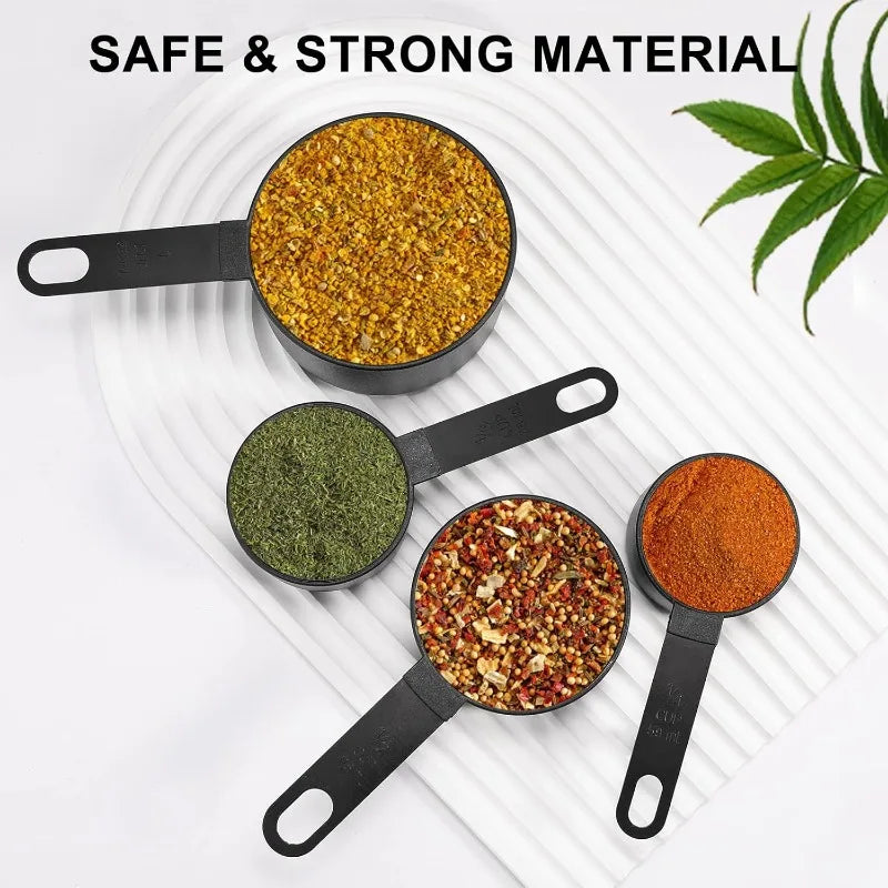 Stainless Steel Handle Measuring Cups & Spoons – Stackable Set with Dial