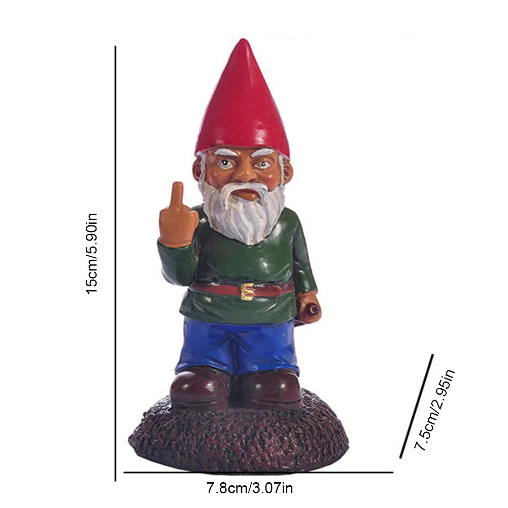 Creative Garden Statue Middle Finger White Beard Dwarf Ornament Courtyard Dwarf Suitable for Home Courtyard Garden Decoration