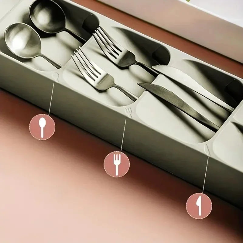 Multi-Purpose Cutlery Storage Tray – Compartmentalized Kitchen Drawer Organizer