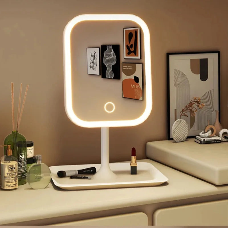Niche Modern LED Vanity Mirror – 3-Color Touch Makeup Mirror for Bedroom