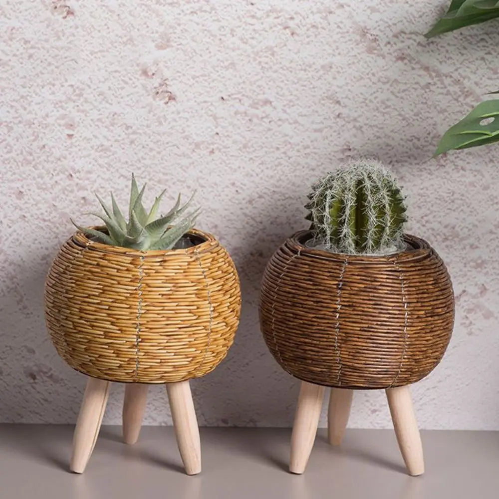 Rattan Woven Flower Pot with Removable Legs – Durable Handcrafted Plant Stand
