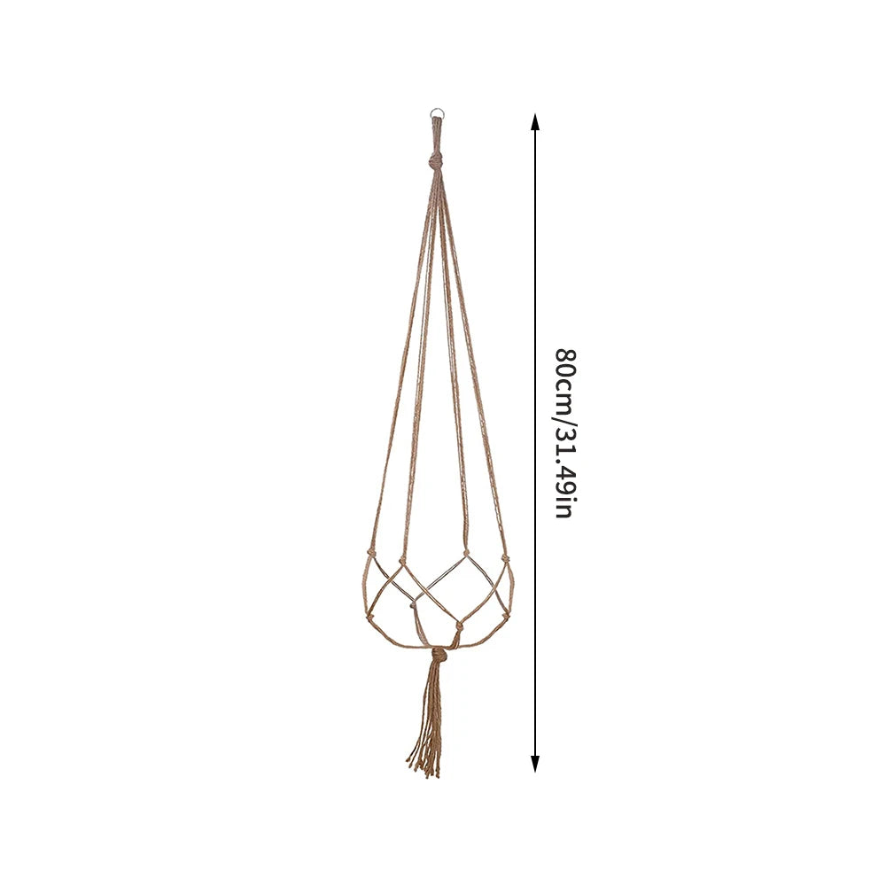 Hand-Woven Cotton Hemp Rope Hanging Planter – Indoor & Outdoor Decorative Flowerpot Holder