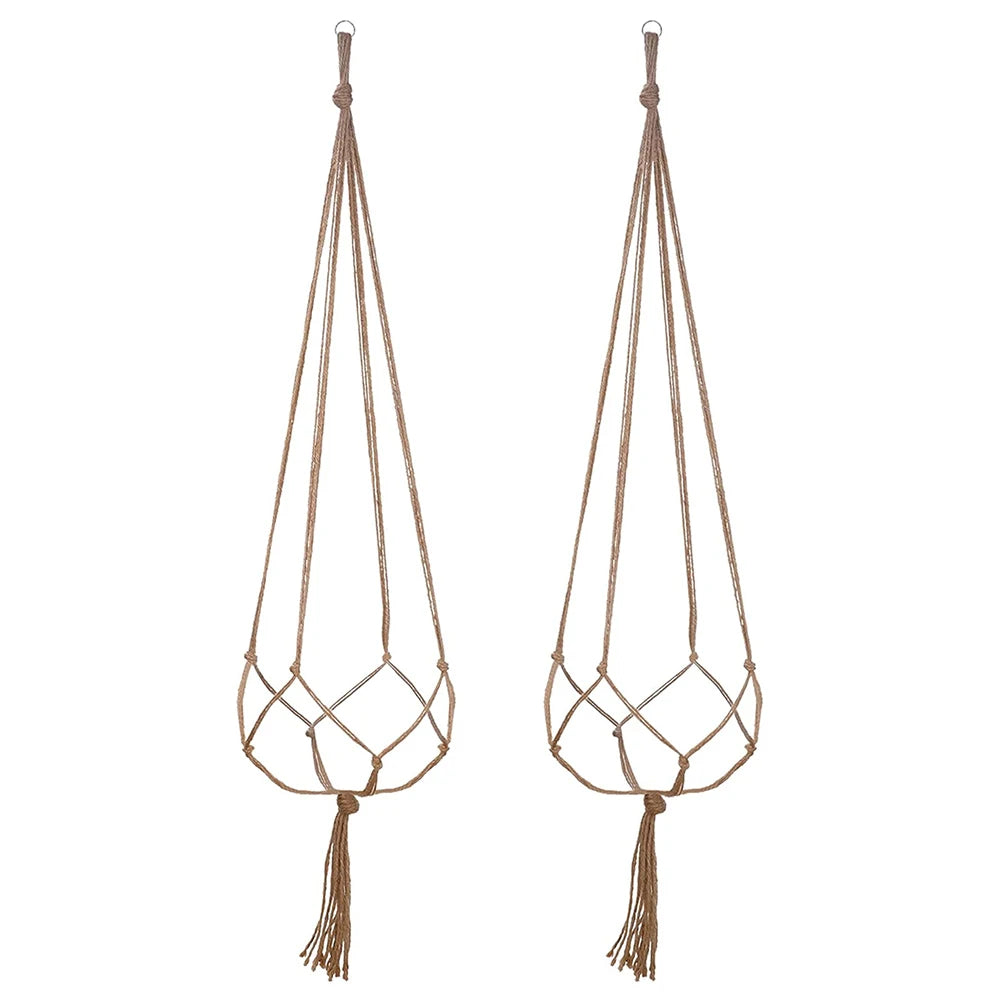 Hand-Woven Cotton Hemp Rope Hanging Planter – Indoor & Outdoor Decorative Flowerpot Holder