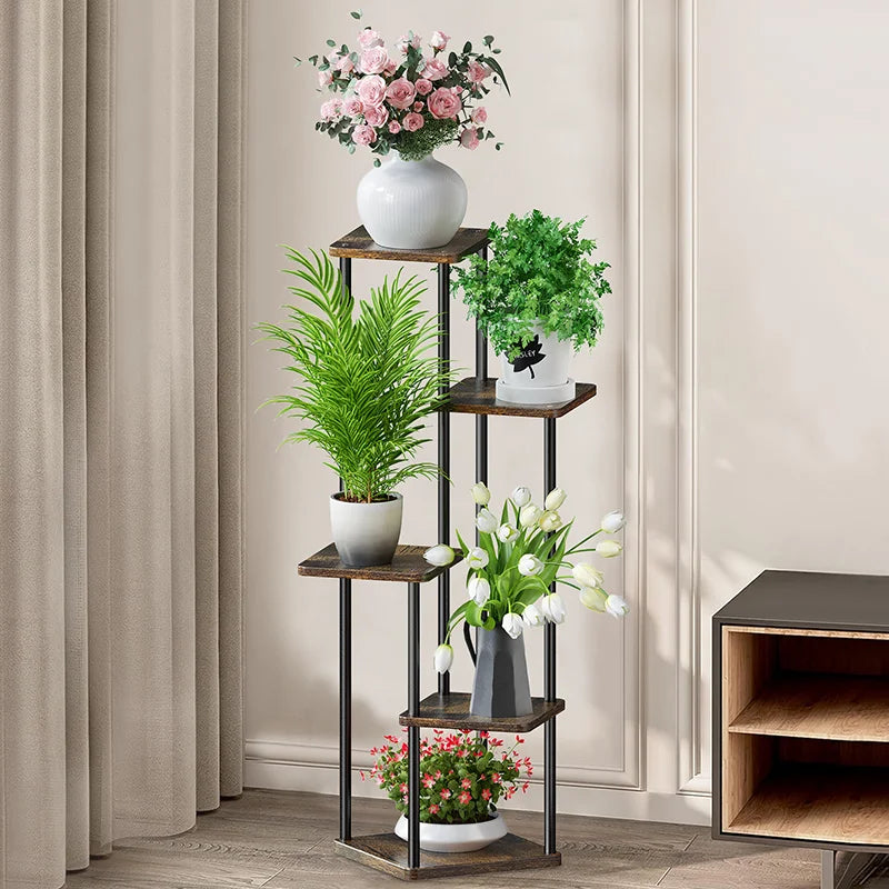 Wooden Multi-Layer Plant Stand – 4/5/6 Tier Flower Pot Rack for Balcony and Garden