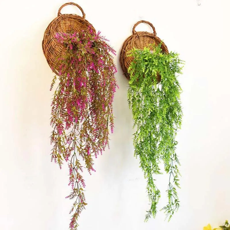 Handmade Wicker Rattan Wall Planter – Hanging Basket for Flowers and Plants