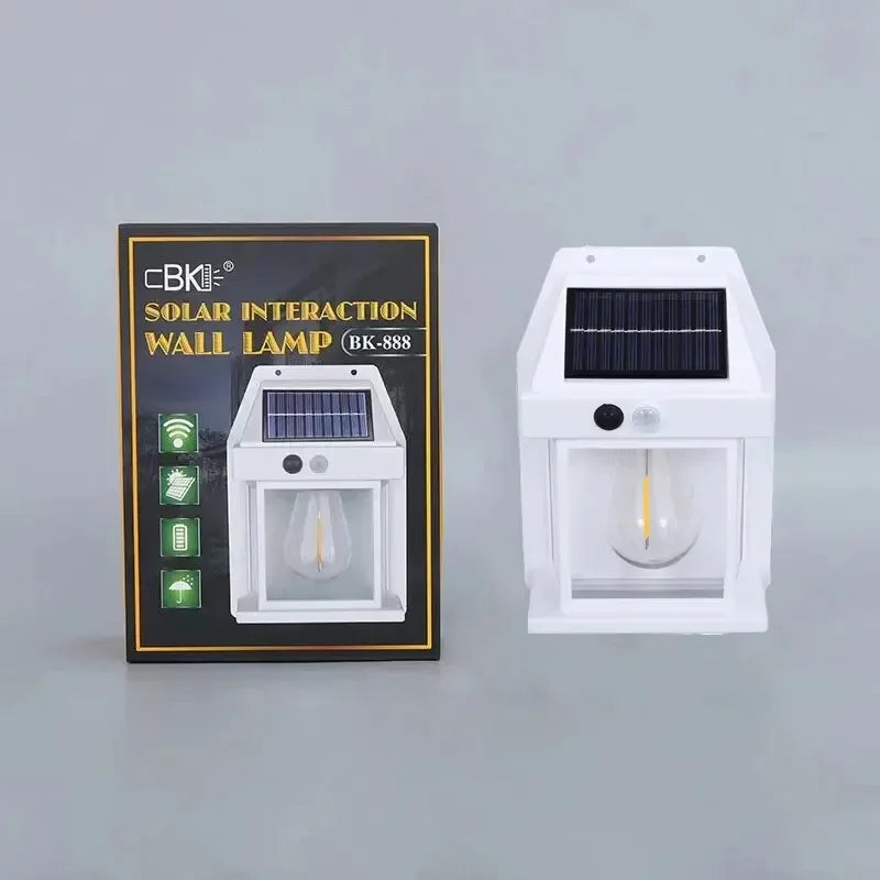 Solar Tungsten Motion Sensor Wall Lamp – Waterproof Outdoor Lantern with 3 Lighting Modes
