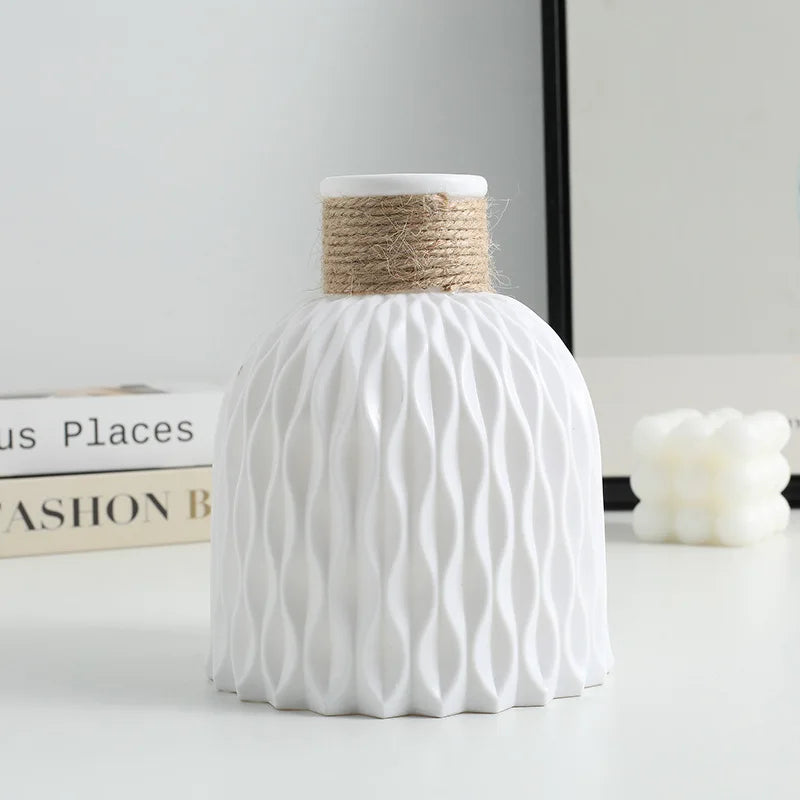 Water Ripple Vase – Small Twine Plastic Flower Pot for Scandinavian Home Decor