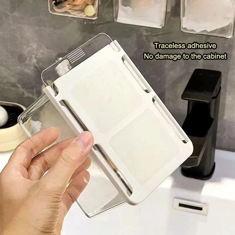 Transparent Bathroom Cotton Swab Storage Box – Pull-Out Drawer Style Organizer