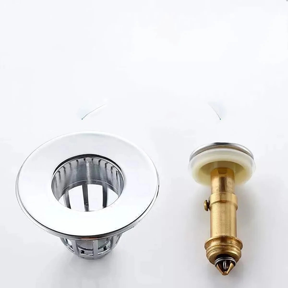 Universal Rebound Drain Plug Filter – Chrome Pop-Up Sink Strainer with Hair Catcher
