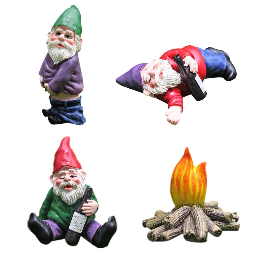Creative Garden Statue Middle Finger White Beard Dwarf Ornament Courtyard Dwarf Suitable for Home Courtyard Garden Decoration