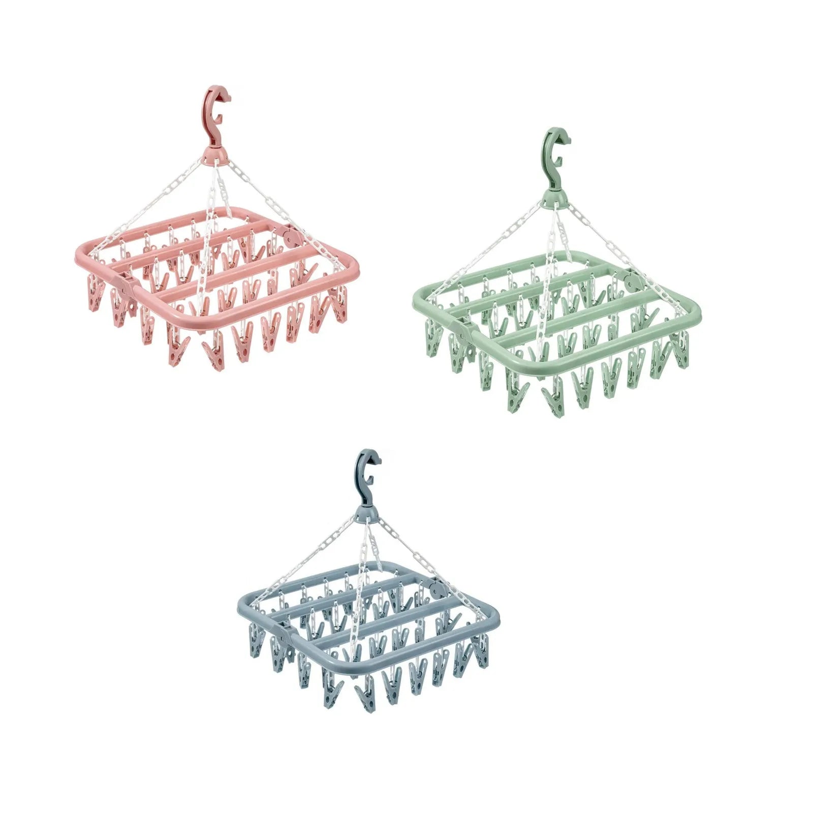 Foldable Drip Hanger with 32 Clips – Plastic Clothes Drying Rack for Underwear & Socks