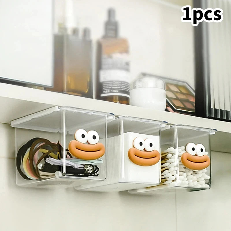 Transparent Bathroom Cotton Swab Storage Box – Pull-Out Drawer Style Organizer