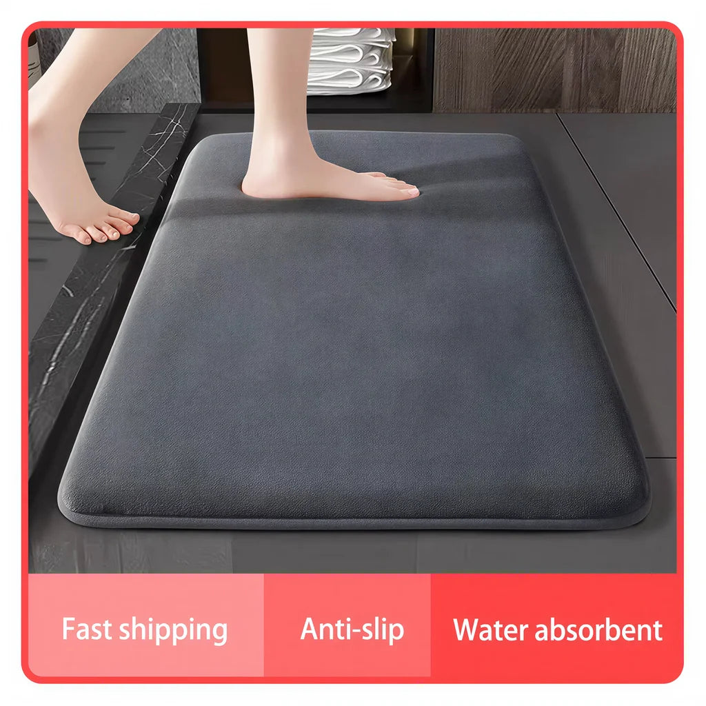 VIKAMA Super Absorbent Coral Velvet Bathroom Floor Mat – Anti-Slip Bath & Door Mat
