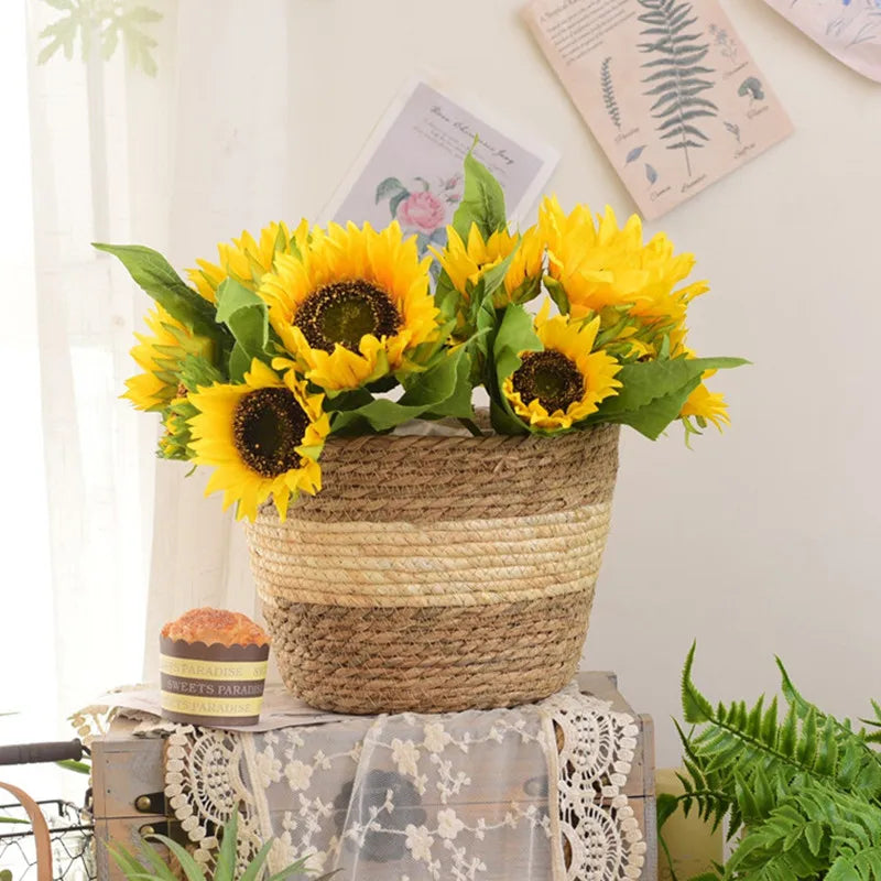Straw Woven Plant Pot Basket – Indoor & Outdoor Decorative Planter Cover