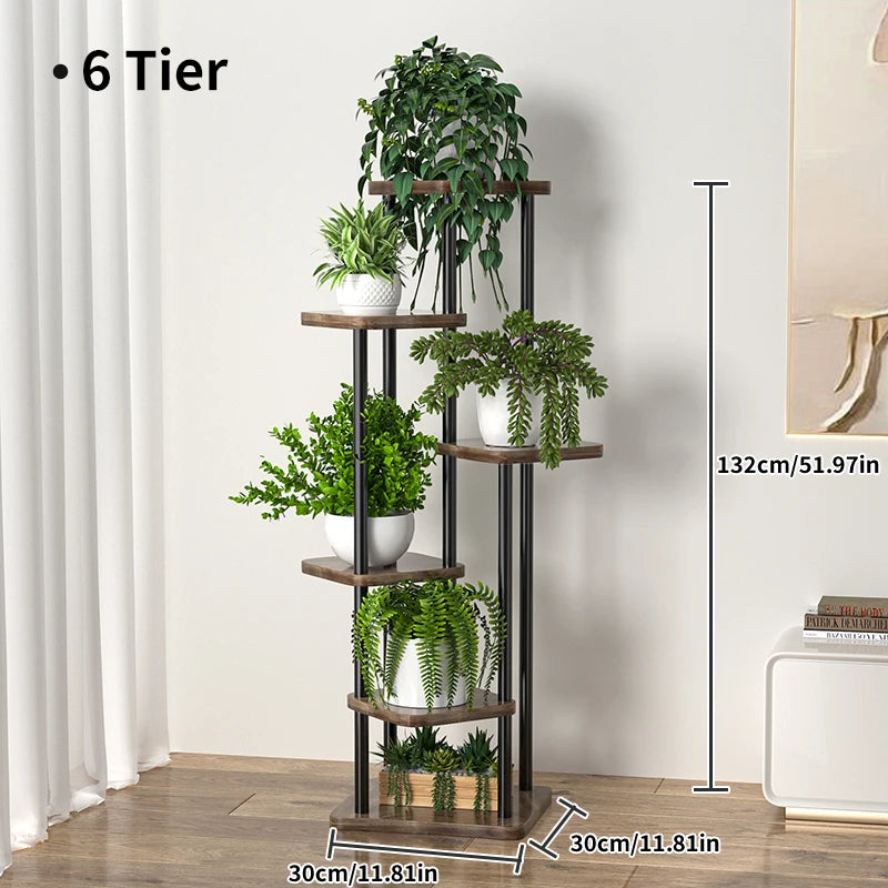 Wooden Multi-Layer Plant Stand – 4/5/6 Tier Flower Pot Rack for Balcony and Garden