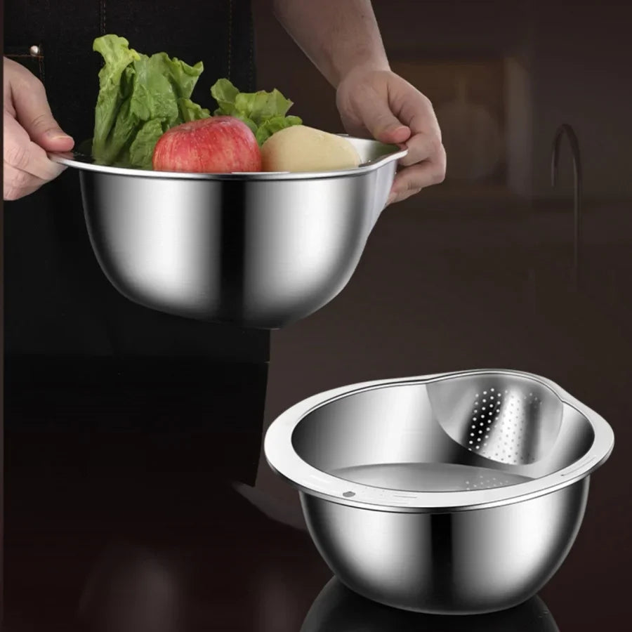 Stainless Steel Rice Washer Strainer – Multi-Purpose Rice and Vegetable Colander