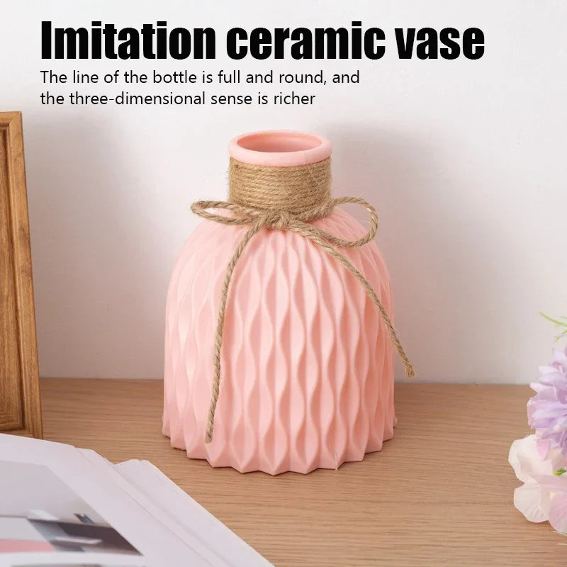 Water Ripple Vase – Small Twine Plastic Flower Pot for Scandinavian Home Decor