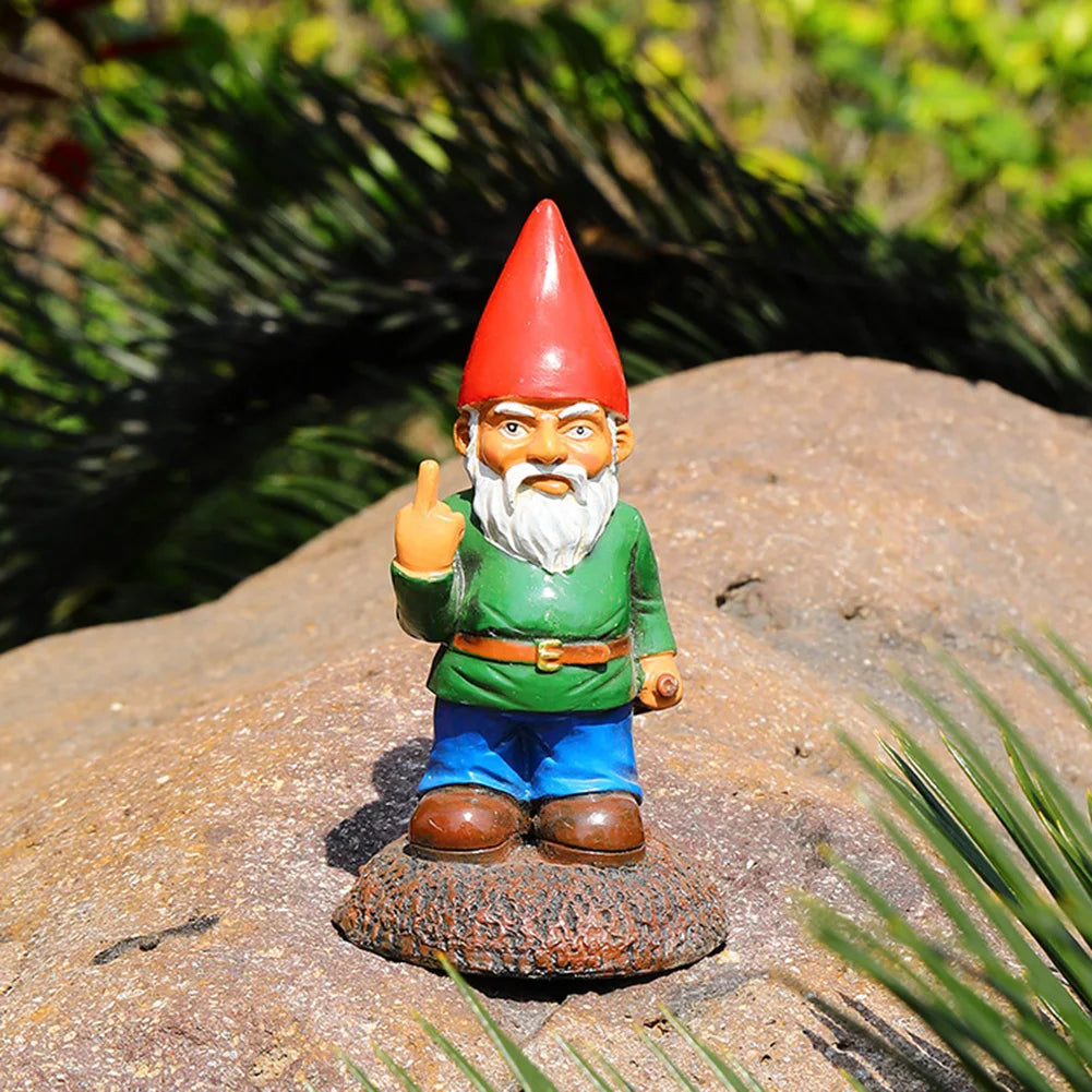 Creative Garden Statue Middle Finger White Beard Dwarf Ornament Courtyard Dwarf Suitable for Home Courtyard Garden Decoration