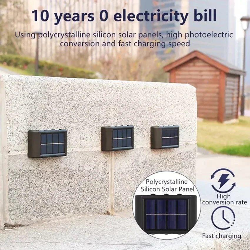 Solar Wall Lamp – Outdoor Waterproof Up-and-Down Luminous Light for Balcony & Garden