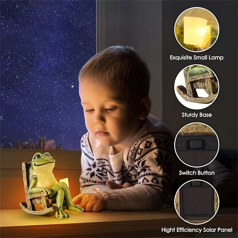 Solar-Powered Mini Frog Garden Statue – Decorative Outdoor & Indoor Ornament