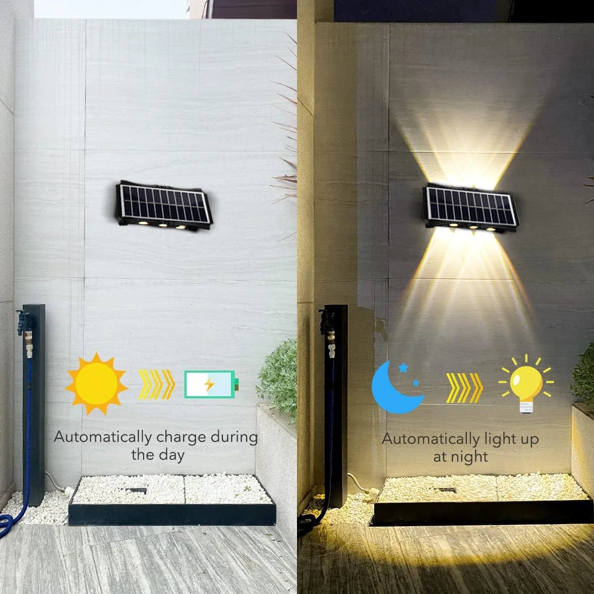 Solar Wall Lamp – Outdoor Waterproof Up-and-Down Luminous Light for Balcony & Garden