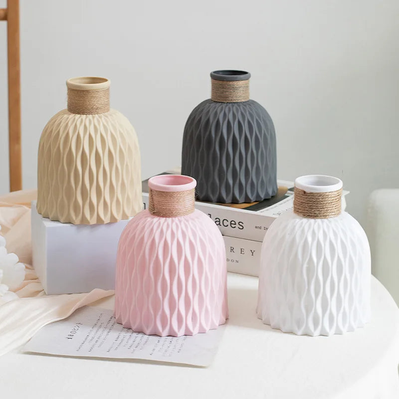 Water Ripple Vase – Small Twine Plastic Flower Pot for Scandinavian Home Decor
