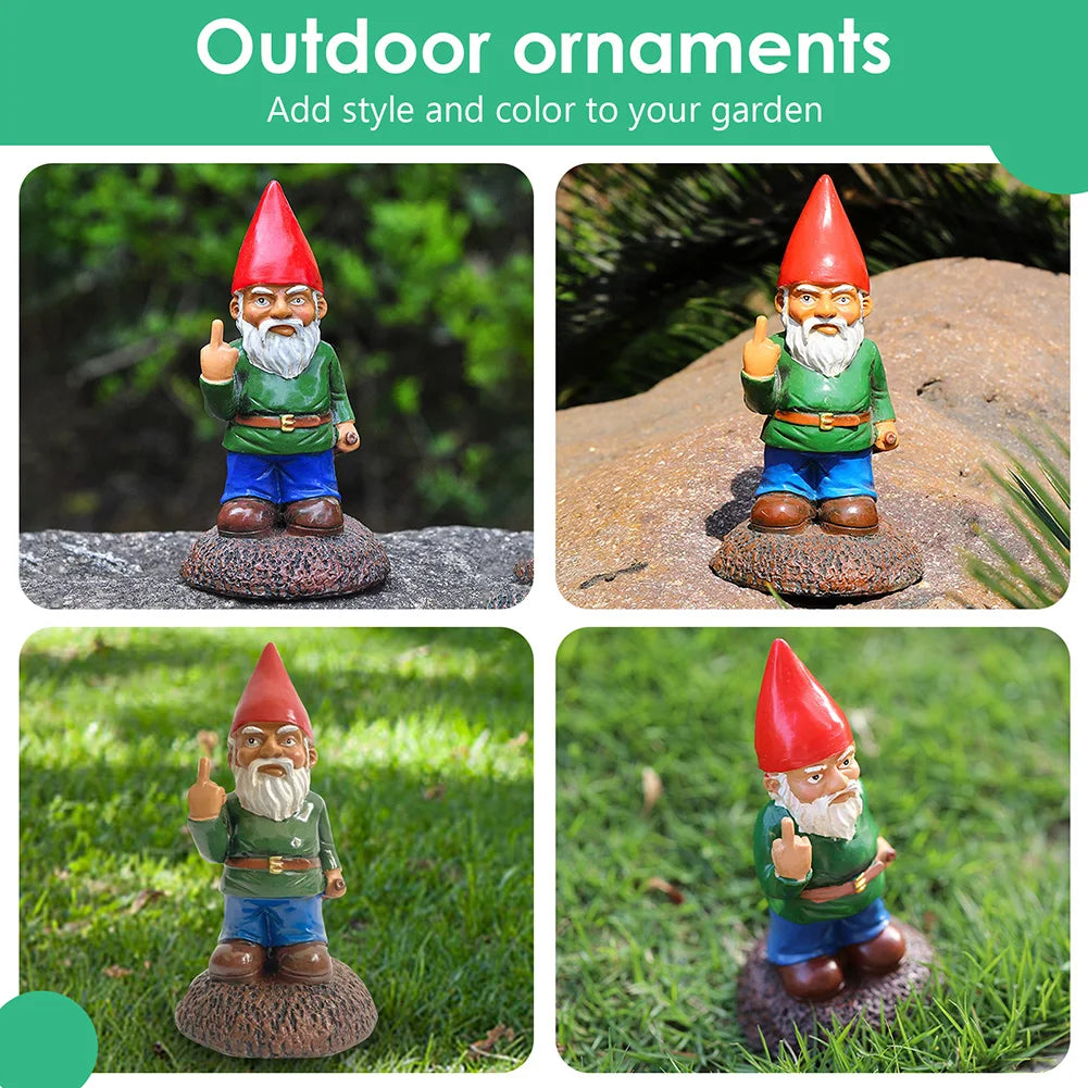 Creative Garden Statue Middle Finger White Beard Dwarf Ornament Courtyard Dwarf Suitable for Home Courtyard Garden Decoration