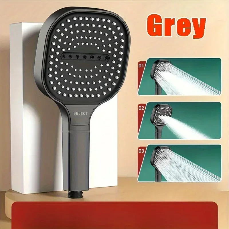 Large Panel Adjustable Shower Head – 3-Mode High Pressure Water Massage, Water-Saving
