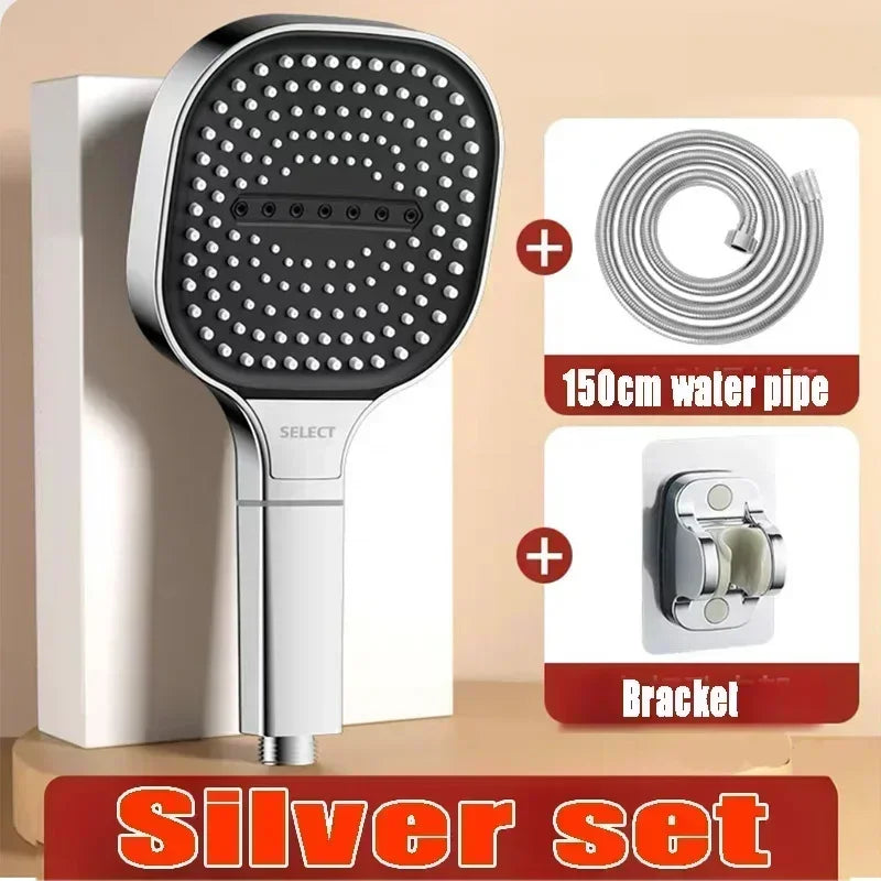 Large Panel Adjustable Shower Head – 3-Mode High Pressure Water Massage, Water-Saving