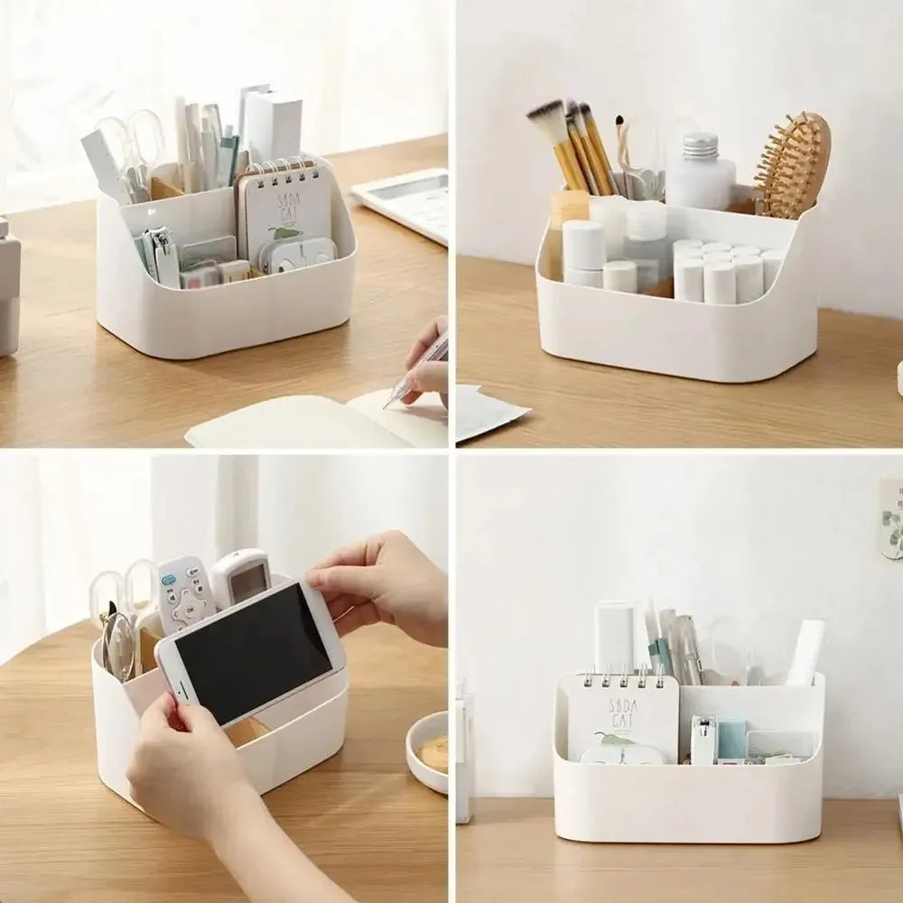 Partitioned Office & Cosmetic Storage Box – Organizer for Desk and Living Room
