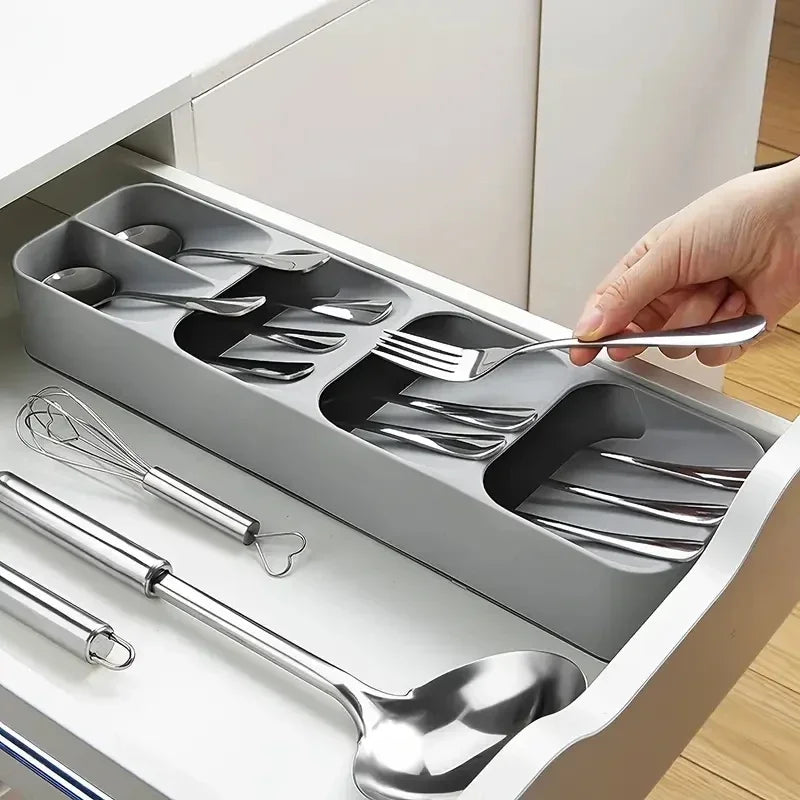 Multi-Purpose Cutlery Storage Tray – Compartmentalized Kitchen Drawer Organizer