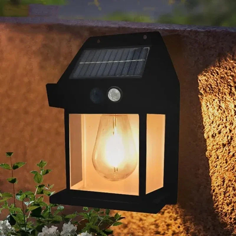 Solar Tungsten Motion Sensor Wall Lamp – Waterproof Outdoor Lantern with 3 Lighting Modes