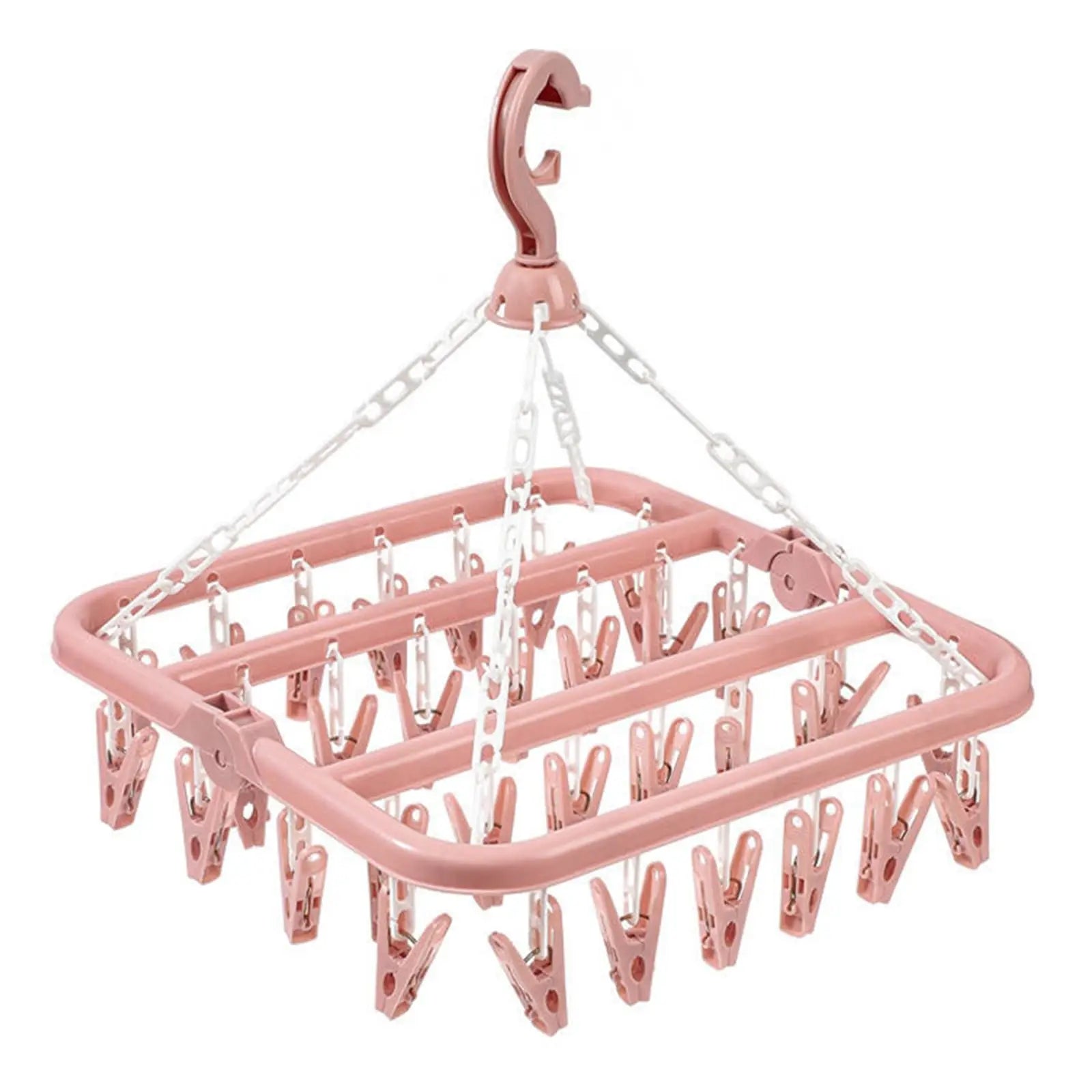 Foldable Drip Hanger with 32 Clips – Plastic Clothes Drying Rack for Underwear & Socks