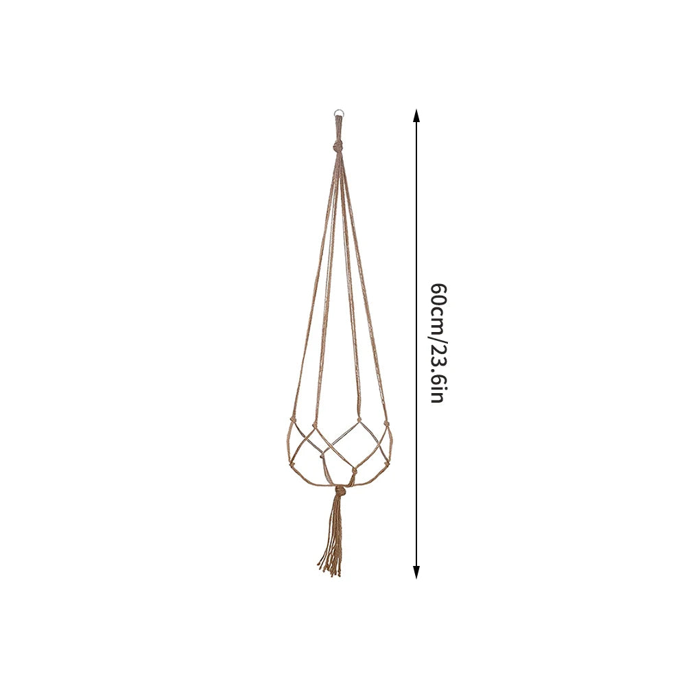 Hand-Woven Cotton Hemp Rope Hanging Planter – Indoor & Outdoor Decorative Flowerpot Holder