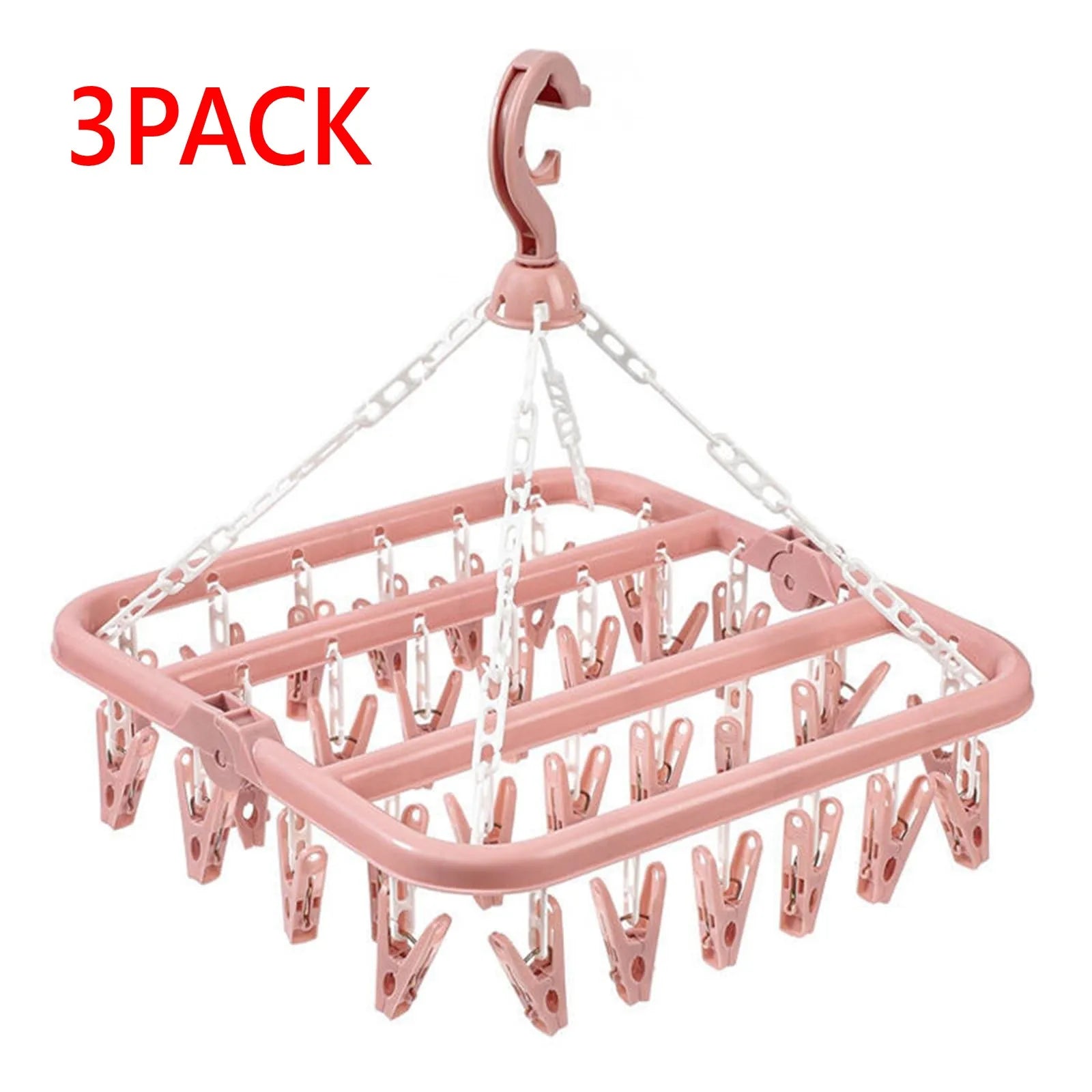 Foldable Drip Hanger with 32 Clips – Plastic Clothes Drying Rack for Underwear & Socks