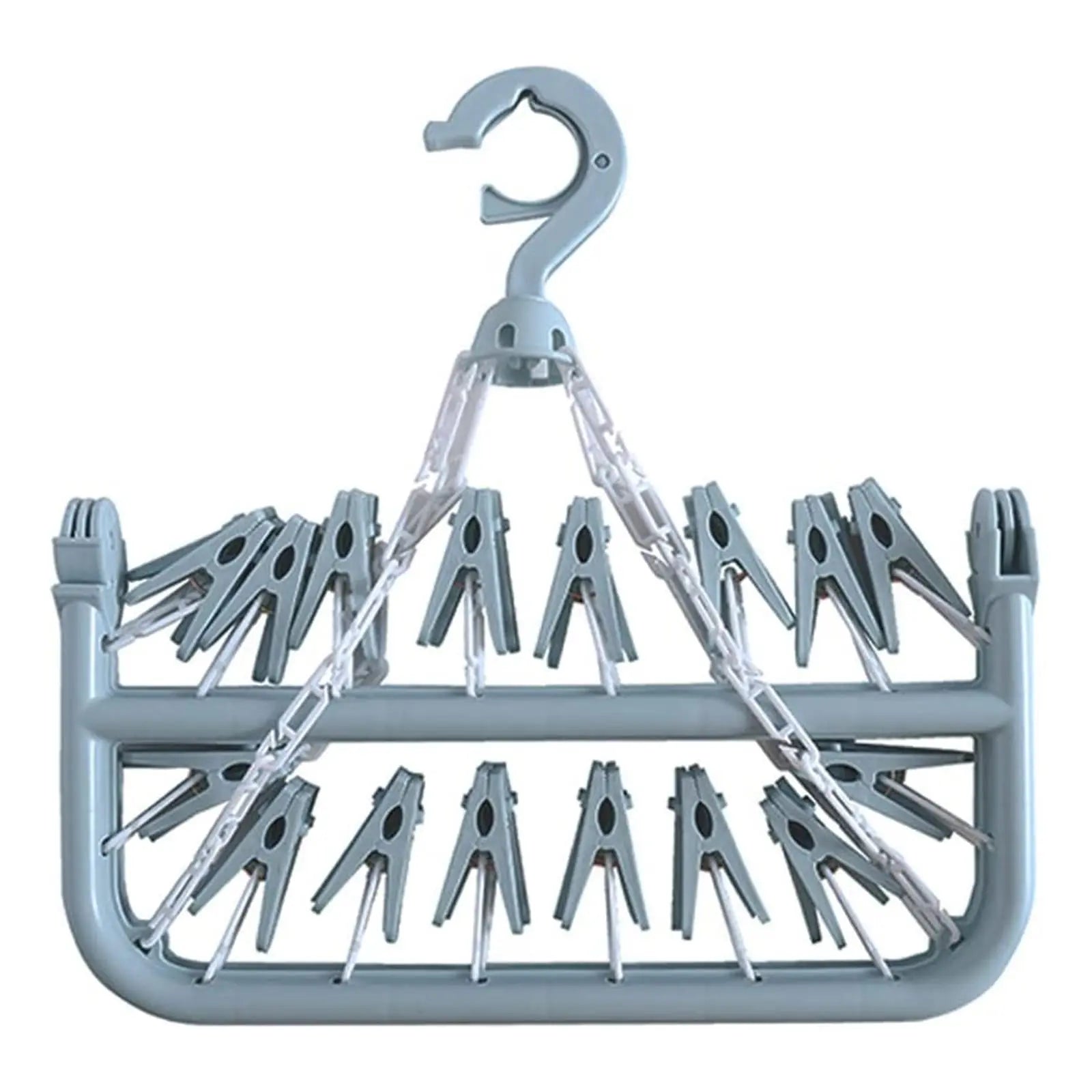 Foldable Drip Hanger with 32 Clips – Plastic Clothes Drying Rack for Underwear & Socks