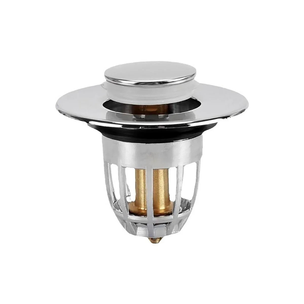 Universal Rebound Drain Plug Filter – Chrome Pop-Up Sink Strainer with Hair Catcher